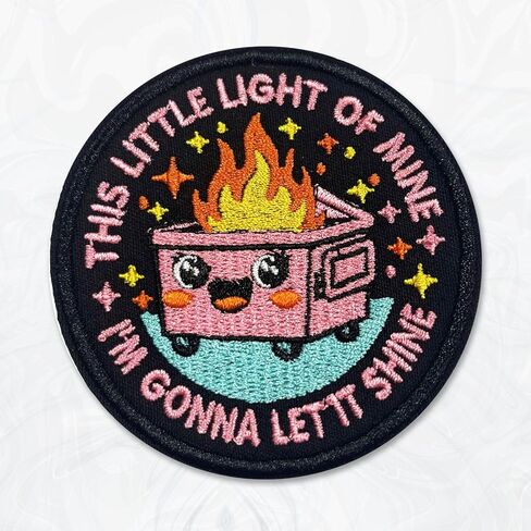 This Little Light of Mine I'm Gonna Let It Shine Patch 3 Inches Sew On, Iron On Funny Dumpster Fire Embroidered Patches for Backpack, Jacket, Hat, Jeans DIY Uniform Gift for Men Women Kid Size 3 Inch in Saudi Arabia