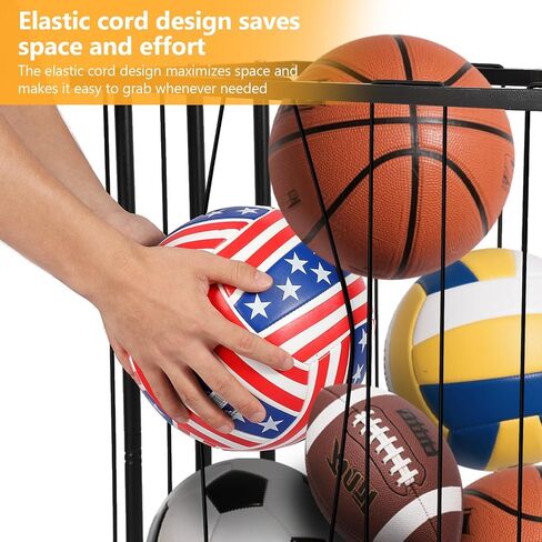 Columnar Vertical Ball Storage Racks with Wheels-NEW Durable 58x13'' Rolling Basketball Holder Wall Mount for Soccer, Volleyball, Space-Saving Garage Sports Ball Rack Organizer for Home,Gym & Outdoors in Saudi Arabia