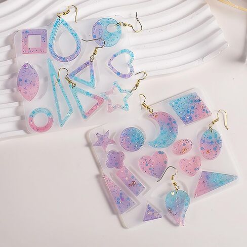 2PCS Silicone Earring Moulds Keychain Epoxy Pendant Resin Molds for Jewelry Casting Making Crafts in Saudi Arabia