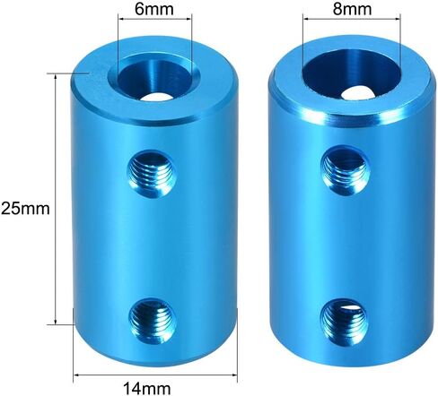 uxcell 5mm to 6mm Bore Rigid Coupling Set Screw L25XD14 Aluminum Alloy,Shaft Coupler Connector,Motor Accessories,Blue in Saudi Arabia