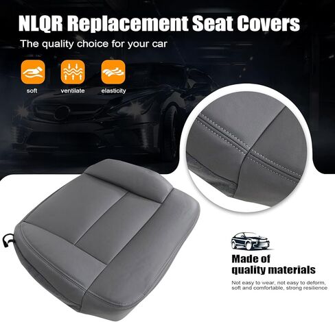 NLQR Front Driver and Passenger Sides Bottom & Back Replacement Microfiber Leather Seat Covers Compatible with Ford F150 Lariat 2004 2005 2006 2007 2008#QB Medium Flint Gray in Saudi Arabia