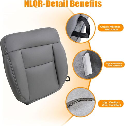 NLQR Front Driver and Passenger Sides Bottom & Back Replacement Microfiber Leather Seat Covers Compatible with Ford F150 Lariat 2004 2005 2006 2007 2008#QB Medium Flint Gray in Saudi Arabia