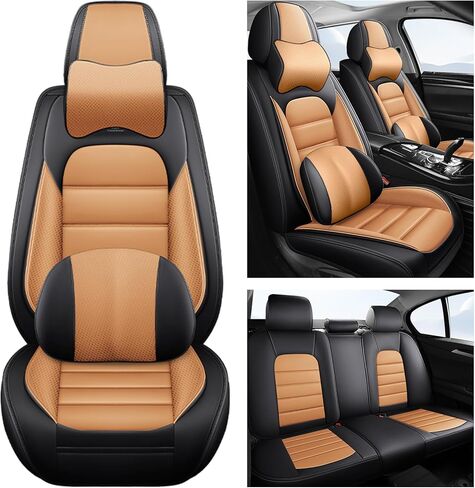 Seat Covers for Volvo XC60 Recharge Plug-in Hybrid 2022-2025,Full Set Leather Car Seat Covers,Waterproof Seat Protectors Auto Seat Covers,Nonslip Interior Cover Seats for Cars(Black Coffee) in Saudi Arabia