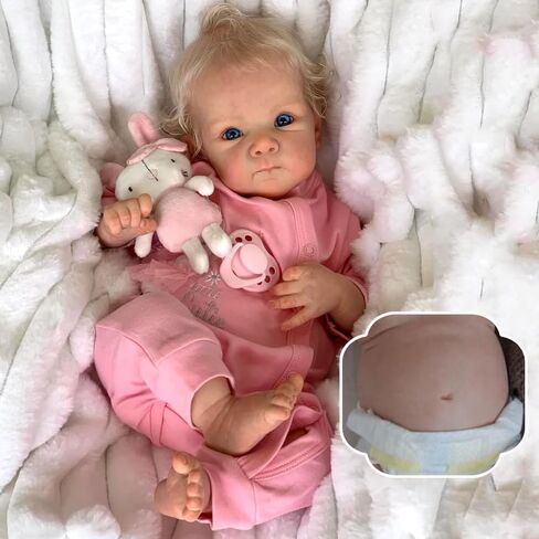 Reborn Baby Dolls Realistic Blonde Girl 18 inch Real Looking Newborn Baby Dolls Silicone Full Body Squishy Lifelike Realistic Baby Girl Dolls Eyes Open for Kids Gifts in Saudi Arabia