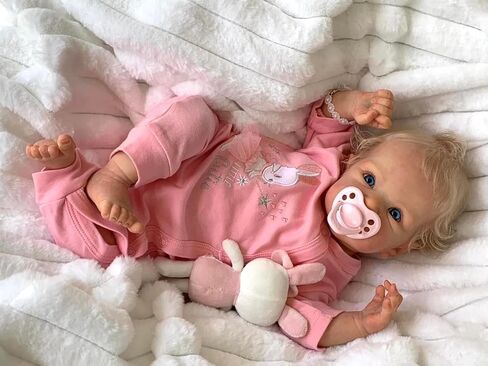 Reborn Baby Dolls Realistic Blonde Girl 18 inch Real Looking Newborn Baby Dolls Silicone Full Body Squishy Lifelike Realistic Baby Girl Dolls Eyes Open for Kids Gifts in Saudi Arabia