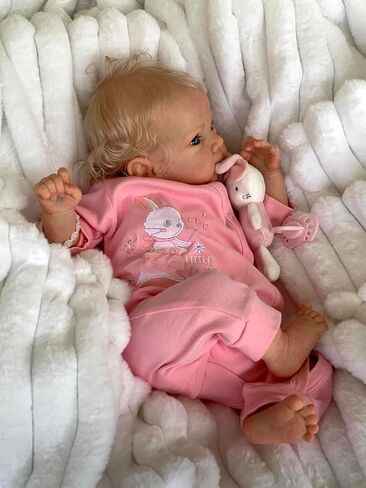 Reborn Baby Dolls Realistic Blonde Girl 18 inch Real Looking Newborn Baby Dolls Silicone Full Body Squishy Lifelike Realistic Baby Girl Dolls Eyes Open for Kids Gifts in Saudi Arabia