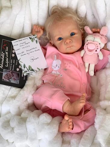 Reborn Baby Dolls Realistic Blonde Girl 18 inch Real Looking Newborn Baby Dolls Silicone Full Body Squishy Lifelike Realistic Baby Girl Dolls Eyes Open for Kids Gifts in Saudi Arabia