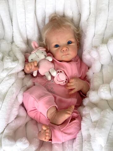 Reborn Baby Dolls Realistic Blonde Girl 18 inch Real Looking Newborn Baby Dolls Silicone Full Body Squishy Lifelike Realistic Baby Girl Dolls Eyes Open for Kids Gifts in Saudi Arabia