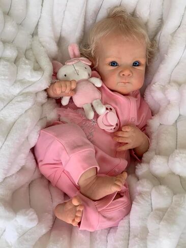 Reborn Baby Dolls Realistic Blonde Girl 18 inch Real Looking Newborn Baby Dolls Silicone Full Body Squishy Lifelike Realistic Baby Girl Dolls Eyes Open for Kids Gifts in Saudi Arabia
