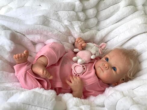 Reborn Baby Dolls Realistic Blonde Girl 18 inch Real Looking Newborn Baby Dolls Silicone Full Body Squishy Lifelike Realistic Baby Girl Dolls Eyes Open for Kids Gifts in Saudi Arabia