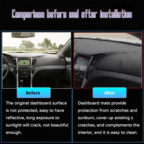 ملحقات داخلية مخصصة لسيارة Hyundai Sonata 2011 2012 2013 2014 غطاء وحدة التحكم المركزية من الجلد غطاء لوحة القيادة غطاء داش غطاء حصيرة وسادة سوداء in Kuwait