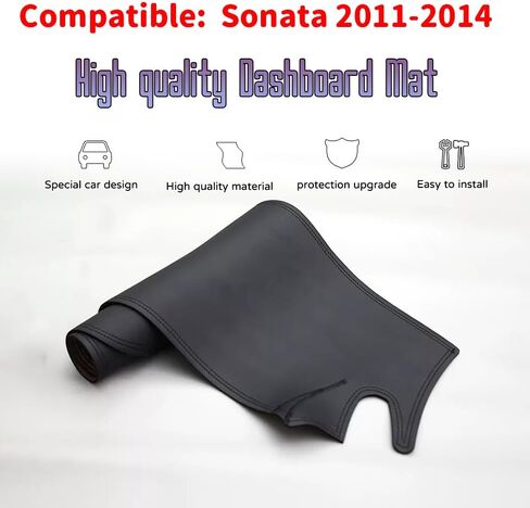 ملحقات داخلية مخصصة لسيارة Hyundai Sonata 2011 2012 2013 2014 غطاء وحدة التحكم المركزية من الجلد غطاء لوحة القيادة غطاء داش غطاء حصيرة وسادة سوداء in Kuwait