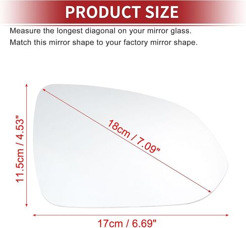 ACROPIX Car Right Passenger Side Heated Mirror Glass for Kia Rio 2018-2022 with Backing Plate No.87621H9020 - Pack of 1 in Saudi Arabia