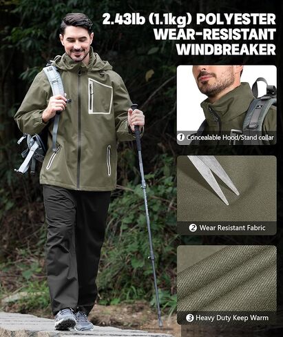 SWISSWELL Men's Rain Suit Golf Rain Gear for Men Waterproof Work Heavy Duty Rain Jacket and Pants in Kuwait