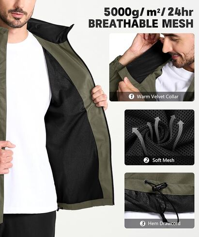 SWISSWELL Men's Rain Suit Golf Rain Gear for Men Waterproof Work Heavy Duty Rain Jacket and Pants in Kuwait