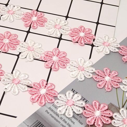 5 Yards Daisy Flower Decorating Lace Embroidered Trim Ribbons for Sewing or Craft Decoration in Saudi Arabia