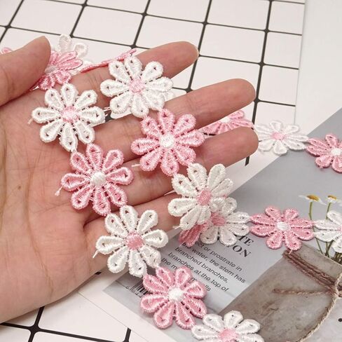 5 Yards Daisy Flower Decorating Lace Embroidered Trim Ribbons for Sewing or Craft Decoration in Saudi Arabia