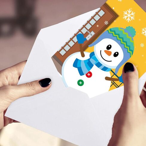 بطاقات عيد الميلاد لشجرة سيبا مع مغلفات وملصقات 18 قطعة من بطاقات المعايدة لرجل الثلج DIY للأطفال بكميات كبيرة، اصنع بطاقات عطلة عيد الميلاد المجيد الخاصة بك in Saudi Arabia