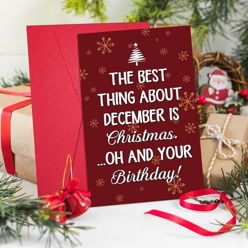 بطاقة عيد ميلاد مضحكة لشهر ديسمبر من Ogeby للنساء والرجال، هدية بطاقة عيد ميلاد مرحة لصديق العائلة، أفضل شيء في شهر ديسمبر هو عيد الميلاد وعيد ميلادك in Kuwait