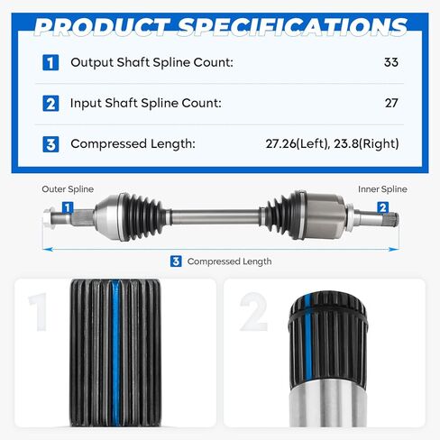 TadaMark 2PCs Front CV Axle Shaft Assembly fit for Chevy Traverse 2009-2017, for GMC Acadia 2007-2017, for Buick Enclave 2008-2017, for Saturn Outlook 2007-2010, 2.5L 3.6L, Left and Right Side in Saudi Arabia