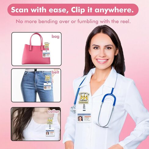 Pink Bow Nurse Badge Reel, Cute Badge Holder with Retractable Alligator Clip,Gifts for Nursing Student RN LPN CNA MA Medical Worker Teacher Doctor ID Name Badge in Saudi Arabia