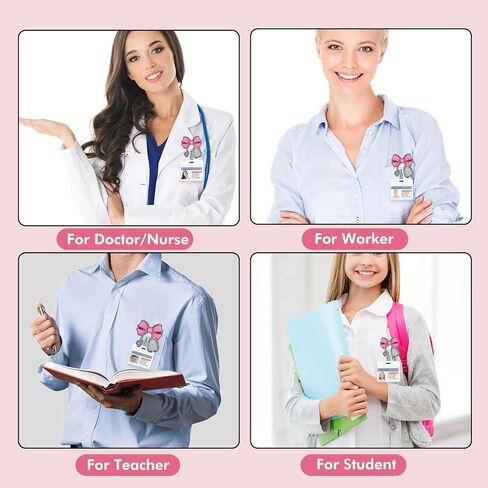 Pink Bow Nurse Badge Reel, Cute Badge Holder with Retractable Alligator Clip,Gifts for Nursing Student RN LPN CNA MA Medical Worker Teacher Doctor ID Name Badge in Saudi Arabia