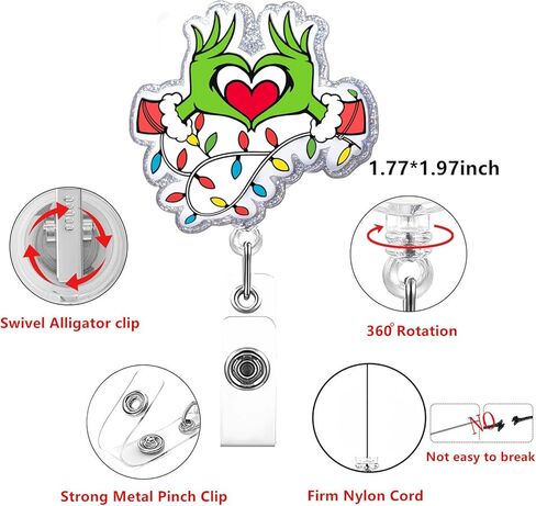 Holiday Merry Christmas Badge Reel Clips, Santa Claus and Holiday Vibes Design Retractable ID Card Holder in Kuwait
