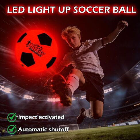 كرة قدم تتوهج في الظلام - كرة قدم LED قابلة لإعادة الشحن عبر USB - ألعاب مغلفة بالهدايا للأطفال والأولاد والشباب والألعاب الداخلية والخارجية تضيء كرة القدم in Kuwait
