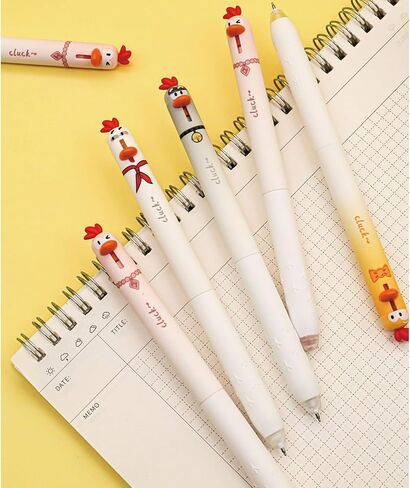 4 Pcs Cute Erasable Retractable Pens Cartoon Chick Erasable Gel Pens 0.5mm Blue Ink Writing Pen Kawaii Chick Pen for Girls Boys Women Men Office School Supplies (4Pcs Chick-Blue Ink) in Saudi Arabia