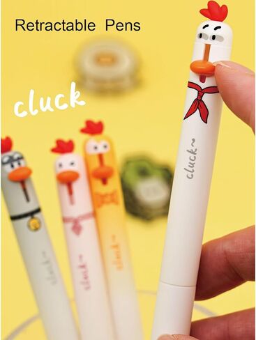 4 Pcs Cute Erasable Retractable Pens Cartoon Chick Erasable Gel Pens 0.5mm Blue Ink Writing Pen Kawaii Chick Pen for Girls Boys Women Men Office School Supplies (4Pcs Chick-Blue Ink) in Saudi Arabia