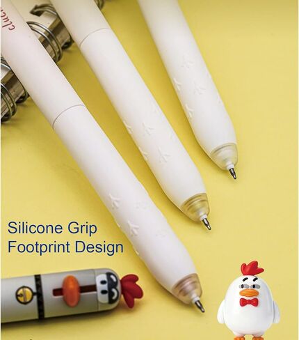 4 Pcs Cute Erasable Retractable Pens Cartoon Chick Erasable Gel Pens 0.5mm Blue Ink Writing Pen Kawaii Chick Pen for Girls Boys Women Men Office School Supplies (4Pcs Chick-Blue Ink) in Saudi Arabia