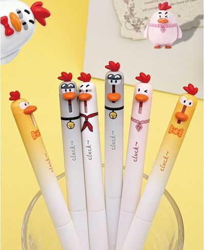 4 Pcs Cute Erasable Retractable Pens Cartoon Chick Erasable Gel Pens 0.5mm Blue Ink Writing Pen Kawaii Chick Pen for Girls Boys Women Men Office School Supplies (4Pcs Chick-Blue Ink) in Saudi Arabia