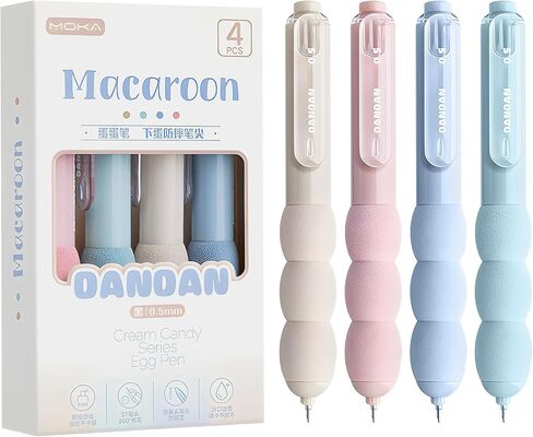 KatchOn Macaroon Egg Pens, Pack of 4 | 0.5mm Fine Tip Gel Pens with Soft Grip | Cute Pastel Pens for Students & Teachers | Back to School Gift | Back to School Gift for Students & Teachers in Saudi Arabia