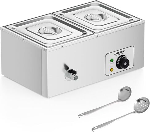 ROVSUN 21QT Electric Commercial Food Warmer, 3-Pan Steam Table 6.9 QT/Pan Stainless Steel Bain Marie Buffet Countertop with Temperature Control & Lid for Parties, Catering, Restaurants 110V in Kuwait