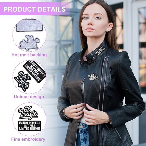 10Pcs A Lil' Bougie Iron on Patches, I'm Not Perfect But I'm A Limited Edition Embroidered Patches, Funny Black and White Letter Sew on Patch for Clothes Jeans Bags Hat Patch for Men Women in Saudi Arabia