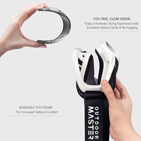 OutdoorMaster OTG Ski Goggles - Over Glasses Ski/Snowboard Goggles for Men, Women & Youth - 100% UV Protection in Kuwait