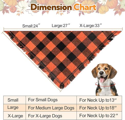Kytely Fall Dog Bandana 2 Pack, Autumn Thanksgiving Dog Bandanas Large, Orange Plaid Pet Scarf for Boy and Girl, Holiday Bandana Triangle Bibs for Medium and Large Dogs in Kuwait