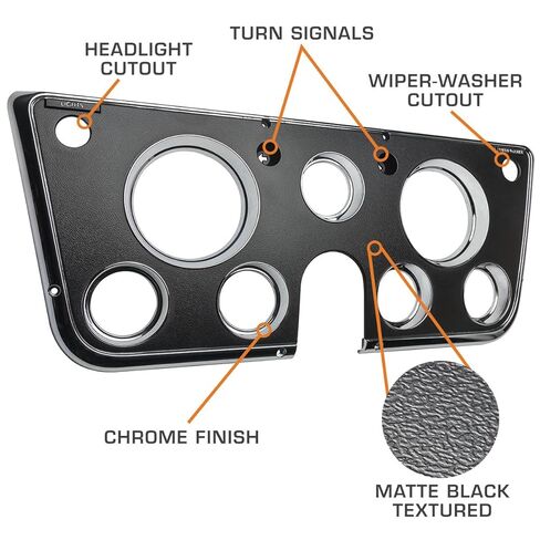 حزمة مجموعة GlowShift ذات 7 قياسات متوافقة مع Chevy C10 1967-1972 - عداد سرعة ملون بـ 7 ألوان، Tach، ضغط الزيت، درجة حرارة الماء، مستوى الوقود، الساعة ومقاييس الفولت - لوحة لوحة القيادة ملائمة مباشرة in Saudi Arabia