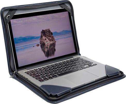 Blue Leather Laptop Messenger Case - Compatible with Lenovo Yoga 7i Gen 8 16" Laptop in Saudi Arabia