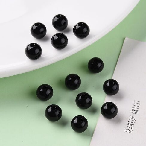 200 pcs Round Acrylic Ball Beads AB Color Plated 8x7mm Chunky Bubblegum Loose Spacer Beads for Jewelry Making Bracelets Necklaces DIY Beading Crafts Phone Chain Keychain Ornament, Black in Saudi Arabia