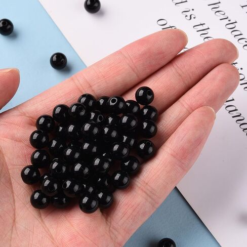 200 pcs Round Acrylic Ball Beads AB Color Plated 8x7mm Chunky Bubblegum Loose Spacer Beads for Jewelry Making Bracelets Necklaces DIY Beading Crafts Phone Chain Keychain Ornament, Black in Saudi Arabia