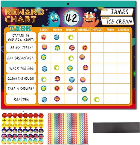 Behavior Reward Chart for Kids at Home, Behavior Chart for Home & School, Magnetic Behavior Chore Chart with 26 Chore Charts for Kids, 2328 Reward Stickers to Motivate Responsibility & Good Habits in Saudi Arabia