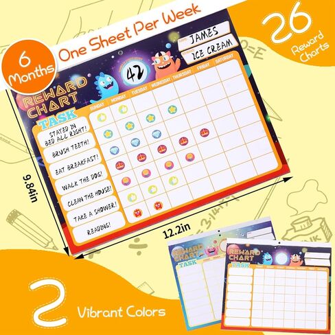 Behavior Reward Chart for Kids at Home, Behavior Chart for Home & School, Magnetic Behavior Chore Chart with 26 Chore Charts for Kids, 2328 Reward Stickers to Motivate Responsibility & Good Habits in Saudi Arabia