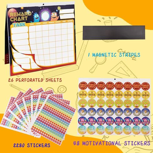 Behavior Reward Chart for Kids at Home, Behavior Chart for Home & School, Magnetic Behavior Chore Chart with 26 Chore Charts for Kids, 2328 Reward Stickers to Motivate Responsibility & Good Habits in Saudi Arabia