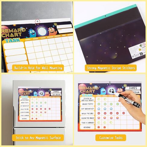 Behavior Reward Chart for Kids at Home, Behavior Chart for Home & School, Magnetic Behavior Chore Chart with 26 Chore Charts for Kids, 2328 Reward Stickers to Motivate Responsibility & Good Habits in Saudi Arabia