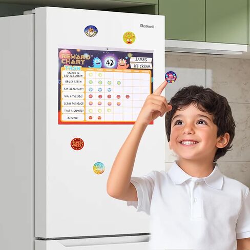 Behavior Reward Chart for Kids at Home, Behavior Chart for Home & School, Magnetic Behavior Chore Chart with 26 Chore Charts for Kids, 2328 Reward Stickers to Motivate Responsibility & Good Habits in Saudi Arabia