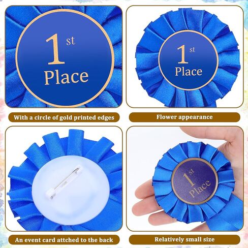 6 Pcs Honorable Medal Ribbon 1st Place Ribbon Award Rosette Ribbons Blue Winner Victory Prize Ribbons Grand Prize Award for Sports Events Classroom Competition in Saudi Arabia