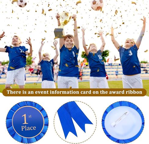 6 Pcs Honorable Medal Ribbon 1st Place Ribbon Award Rosette Ribbons Blue Winner Victory Prize Ribbons Grand Prize Award for Sports Events Classroom Competition in Saudi Arabia