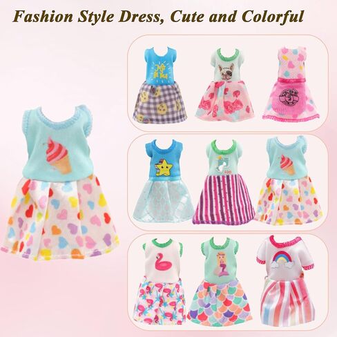 Mini 6 inch Doll Clothes and Accessories Set, Including 14 Fashion Doll Clothes 5 Hangers 4 Shoes 2 Glasses 2 Comb 1 Luggage 1 Earphone for 5.3 - 6 Inch Dolls(Doll not Including) in Saudi Arabia