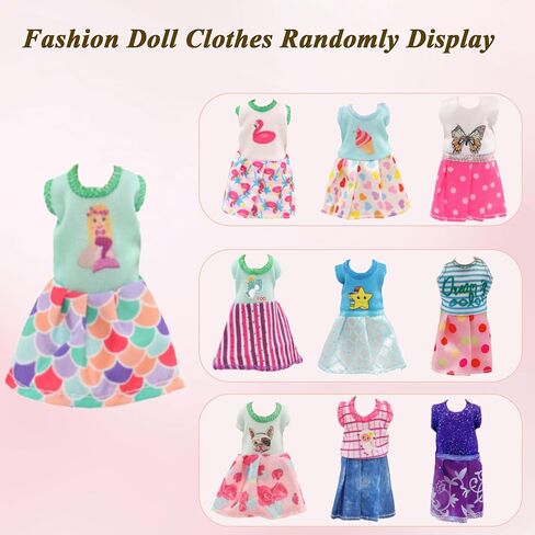 Mini 6 inch Doll Clothes and Accessories Set, Including 14 Fashion Doll Clothes 5 Hangers 4 Shoes 2 Glasses 2 Comb 1 Luggage 1 Earphone for 5.3 - 6 Inch Dolls(Doll not Including) in Saudi Arabia
